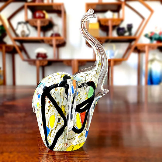 Crystal Glass Elephant Figurines Table Ornament Sculpture Wild Life Handmade Craft Hand Blown Art Home Decor Xmas Gift