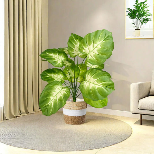 60/75cm Monstera Plant Plam Plastic Leaf Small fake plant Potted Ornamental indoor Artificial Plant for Home Decor Office
