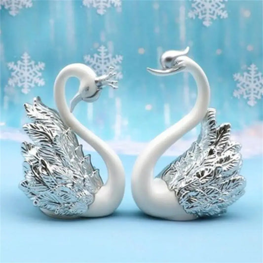 Charming mini swan couple figurines, perfect for car interiors, wedding cakes, gifts, or home decor.